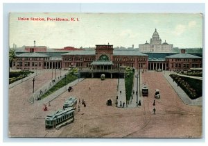 Providence RI Union Station Postcard Railroad Trains Rhode Island