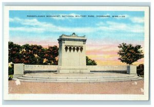 C.1910 Pennsylvania Monument Vicksburg Battlefield MS Vintage Postcard F96