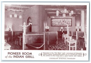 Colorado Springs Colorado CO Postcard Pioneer Room Indian Grill Restaurant c1910