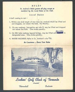 1966 Ladies Golf Club Of Toronto Has Actual Scores & Hole Data