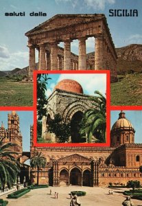 Postcard Saluti Di Sicilia Historic Landmarks And Buildings Sicily Italy