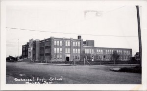 Technical High School Moose Jaw SK Saskatchewan 1953 RPPC Postcard H56 *as is