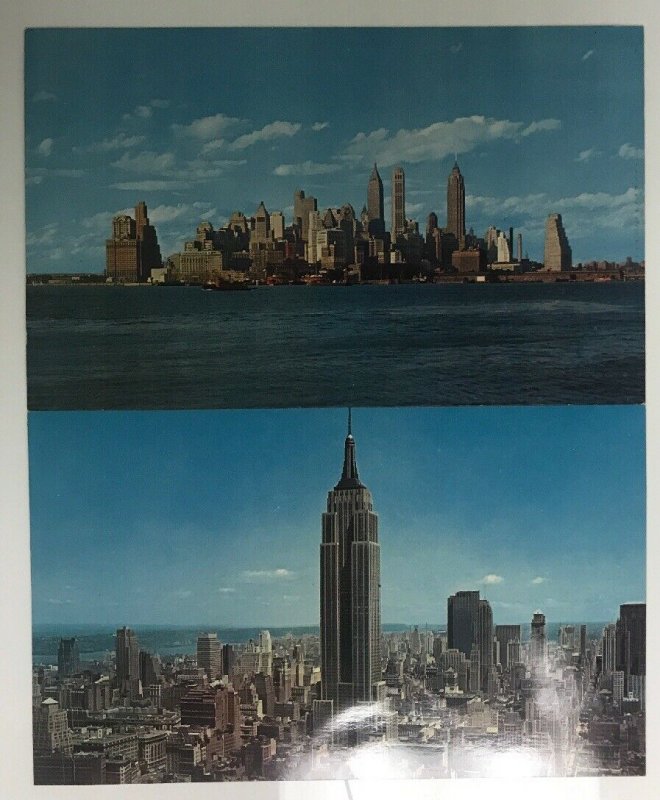 Lot 2 Cityscape of New York City in New York Giant Vintage Postcard