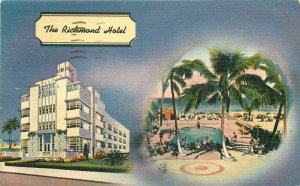 Colorpicture Richmond Hotel roadside Miami Beach Florida 1949 Postcard 20-1139