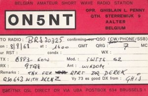 Aalter Belgium Vintage 1960s Old Amateur Radio Station QSL Postcard