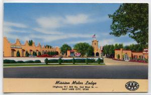 Mission Motor Lodge Highway 91 Salt Lake City Utah postcard