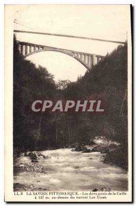 Old Postcard Savoy Picturesque Both bridges Quail above the torrent Usses