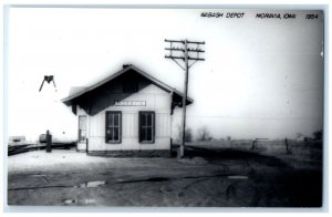 c1954 Wabash Depot Moravia Iowa Railroad Train Depot Station RPPC Photo Postcard