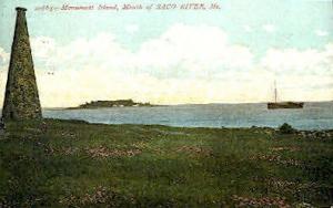 Monument Island Saco River ME Postal Used Unknown