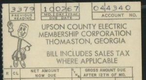 1967 Upson County Electric Membership Corp Thomaston GA Utility Bill 427