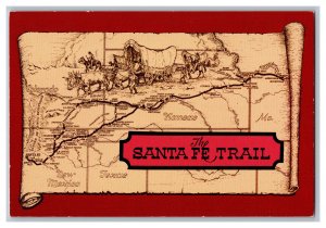 Postcard KS The Santa Fe Trail Continental View Card Map