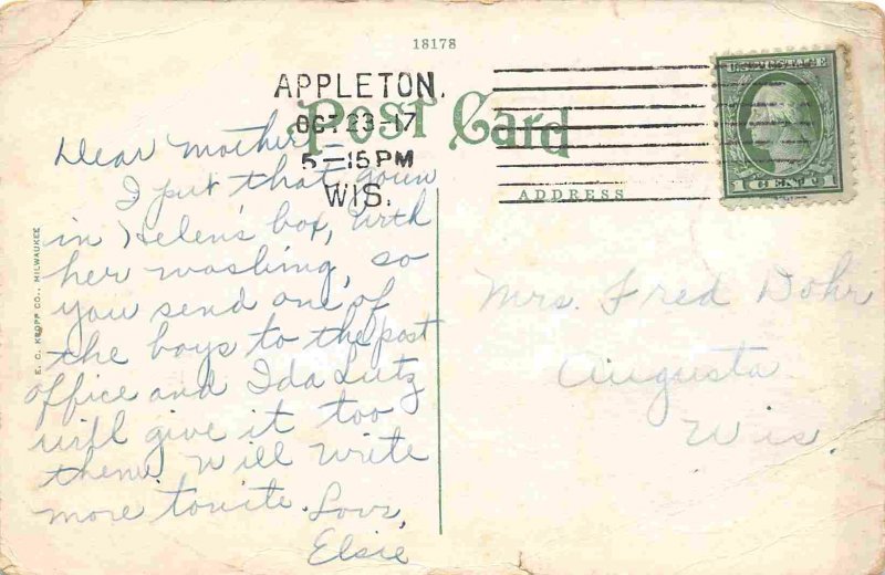 Oneida Street Appleton Wisconsin 1920s postcard