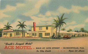 1940s Florida Jacksonville Ace Motel roadside linen Teich Postcard 22-11399