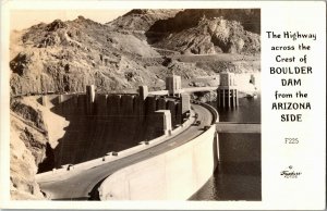 RPPC Highway on Top of Boulder Dam from Arizona Side Vintage Postcard X37