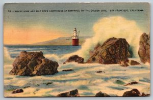 Vintage San Francisco California Postcard - Mile Rock Lighthouse