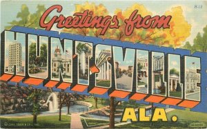 Huntsville Alabama Large Letters Multi Anderson Teich 1940s Postcard 21-11439