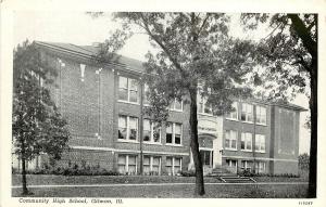 1940s Printed Postcard Community High School, Gilman IL Iroquois County Unposted