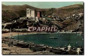 Old Postcard Spain Espana Spain Portbou Playa y escuelas