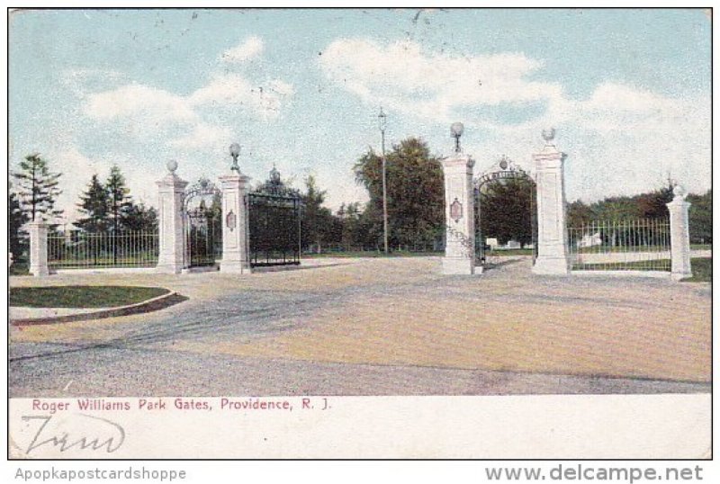 Rhode Island Providence Roger Williams Park Gates 1909