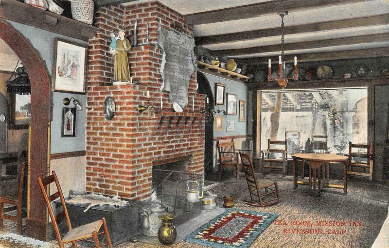 Tea Room Interior, Mission Inn, Riverside, CA c1910s Vintage Postcard