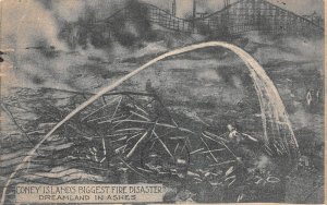Coney Island New York Dreamland In Ashes, Lithograph Vintage Postcard U8430