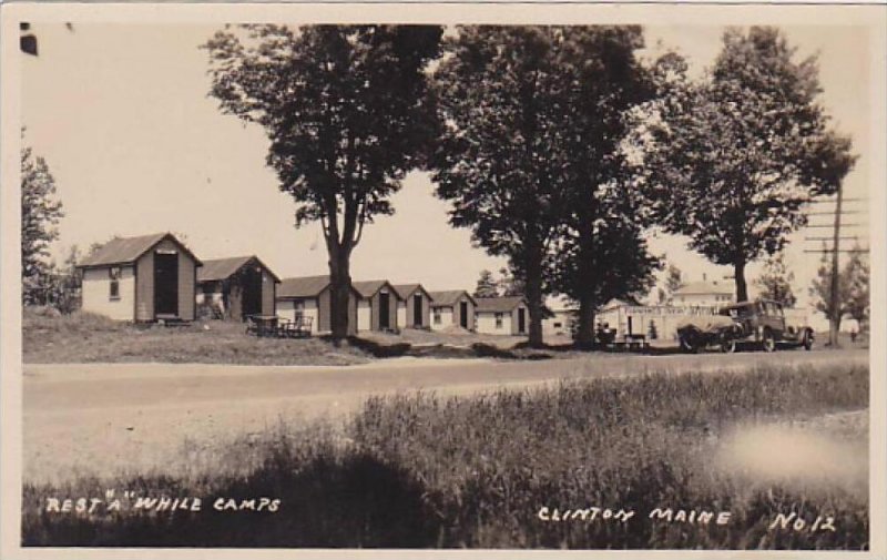 Maine Clinton Rest A While Camps Real Photo RPPC