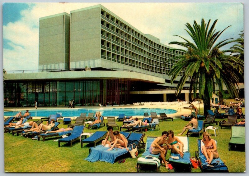 Madeira Portugal 1970s Continental Size Postcard Casino Park Hotel Pool