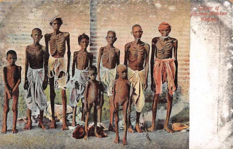 India Famine Stricken Victims Vintage Postcard JD228146