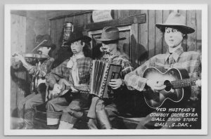 Wall South Dakota~Ted Hustead's Cowboy Orchestra Drug Store~Real Photo Postcard