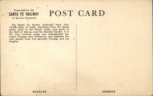 Santa Fe Railway Map Paris Texas Mark c1930-50s Vintage Postcard