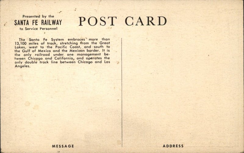 Santa Fe Railway Map Paris Texas Mark c1930-50s Vintage Postcard