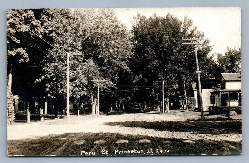 PRINCETON IL PERU STREET ANTIQUE REAL PHOTO POSTCARD RPPC