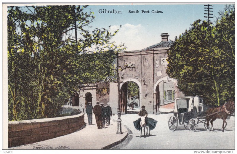 Horse Carriage, South Port Gates, GIBRALTAR, 1900-1910s