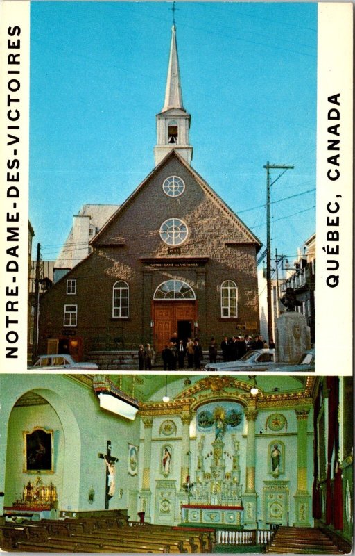 VINTAGE POSTCARD THE CHURCH OF NOTRE DAMES OF VICTORIES AT QUEBEC CITY