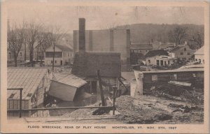 Postcard Flood Wreckage Rear Play House Montpelier VT Nov 5th 1927