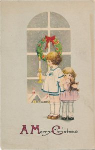 Christmas Greetings - Girls and Wreath - DB