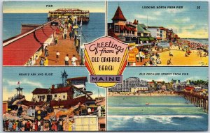 VINTAGE POSTCARD FOUR (4) VIEWS GREETINGS FROM ORCHARD BEACH MAINE (1940s)