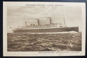 Mint  Picture Postcard Germany Lloyd Bremen SS Columbus Steamer