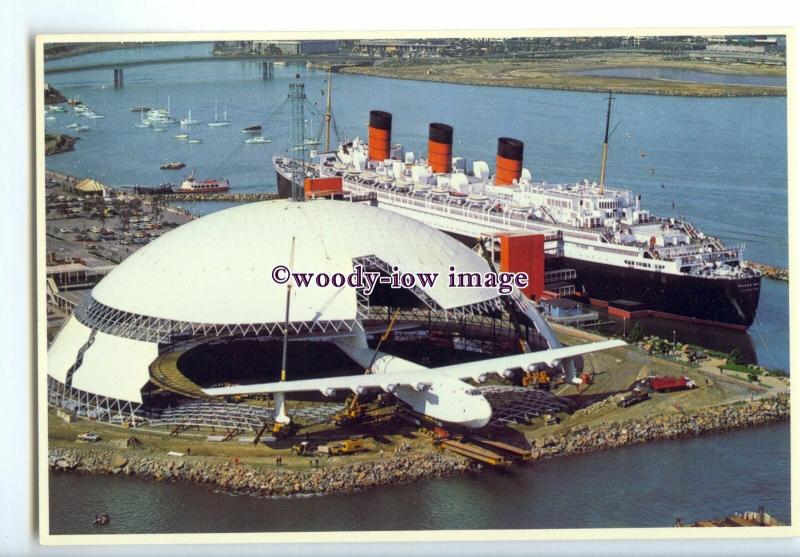 LN1116 - Cunard Liner - Queen Mary , built 1936 - postcard at Long Beach