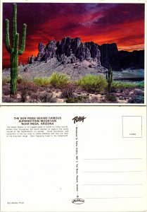 Sun Rises Behind Famous Superstition Mountain, Mesa, Arizona