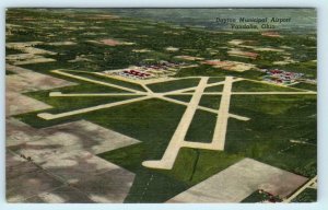 VANDALIA, Ohio OH ~ Aerial View DAYTON MUNICIPAL AIRPORT 1956 Linen  Postcard