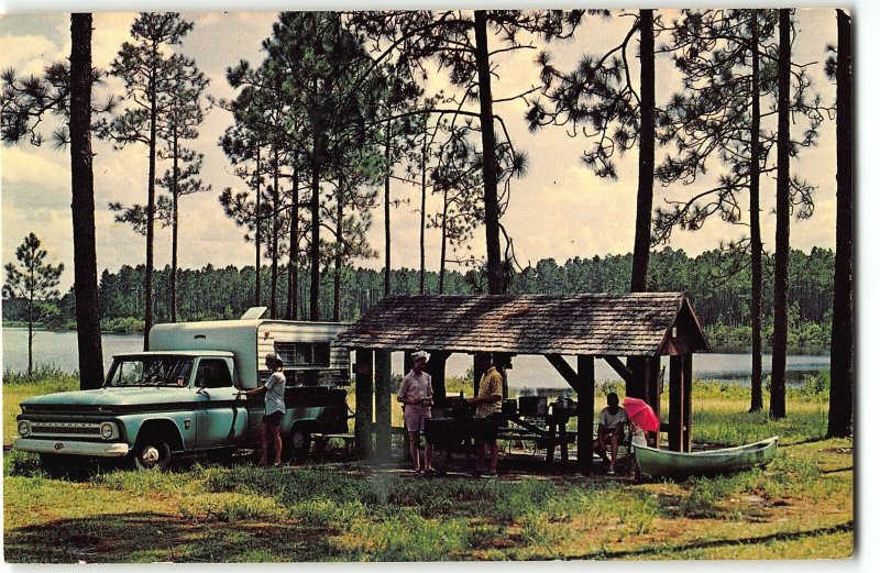 Camping at State Parks, Waycross Camper on old Chevy, Vintage