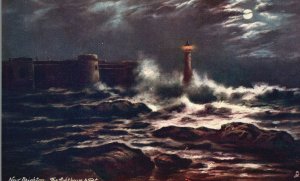 Vintage Postcard 1910's New Brighton Lighthouse Perch Rock Liverpool Bay England