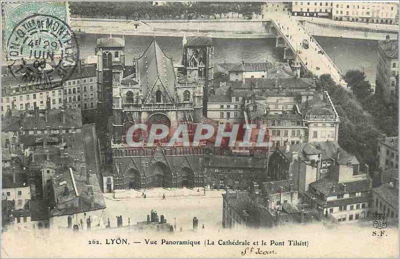 Old Postcard Lyon Panoramic View (The Cathedral and the Pont Tilsit