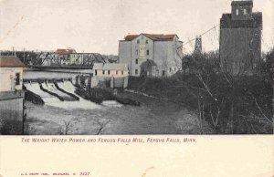 Wright Water Power Mill Fergus Falls Minnesota 1905c postcard