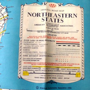 1956 Northeastern States AAA Road Map Detailed Interesting Vintage