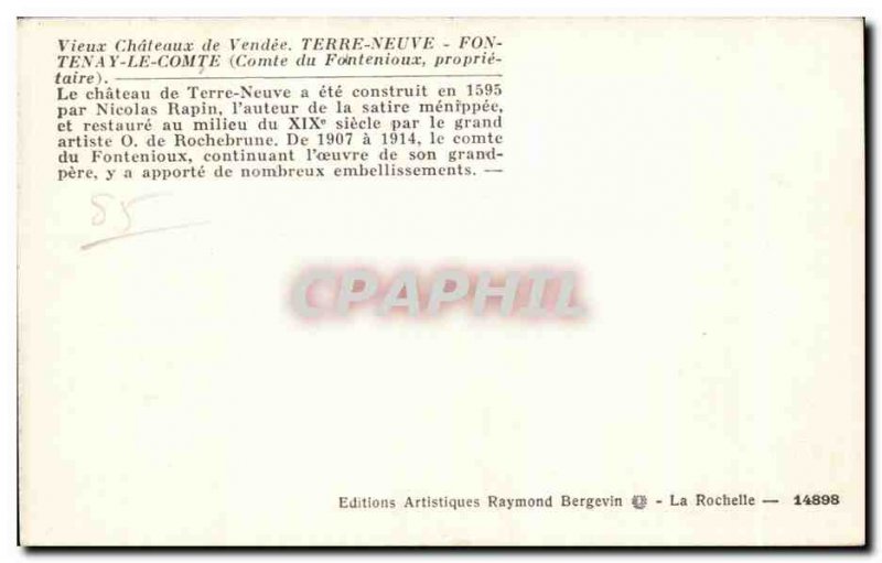 Old Postcard Newfoundland Fontenay Le Comte