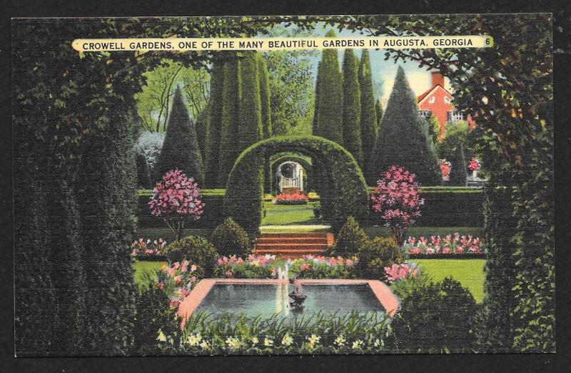 Crowell Gardens Augusta Georgia Unused c1930s