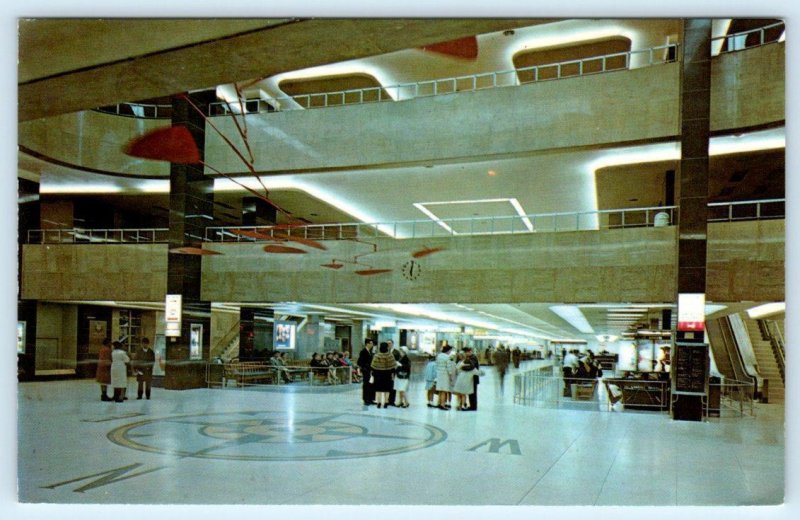 2 Postcards GREATER PITTSBURGH AIRPORT, Pennsylvania PA ~ Night/Interior 1960s