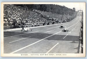 1940 Akron Ohio Postcard Winner National Soap Box Derby Race Grandstand Finish